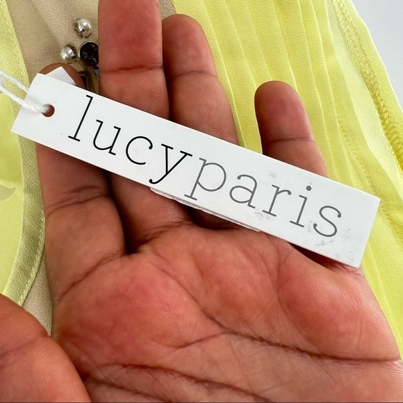 Lucy Paris yellow bejeweled blouse top size M - Picture 7 of 10